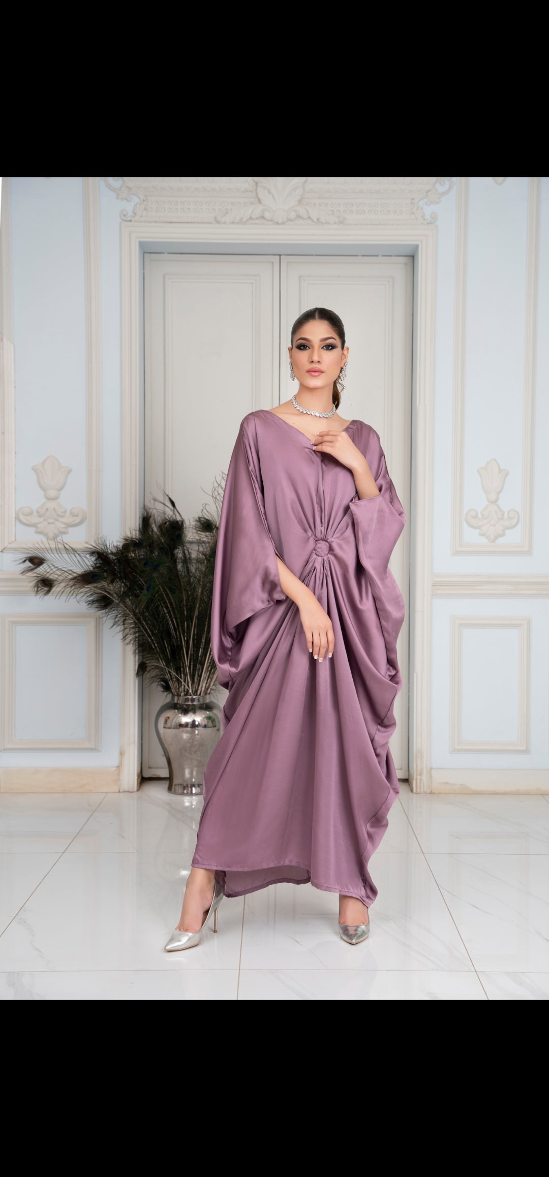 Lilac Butterfly Silk Kaftan