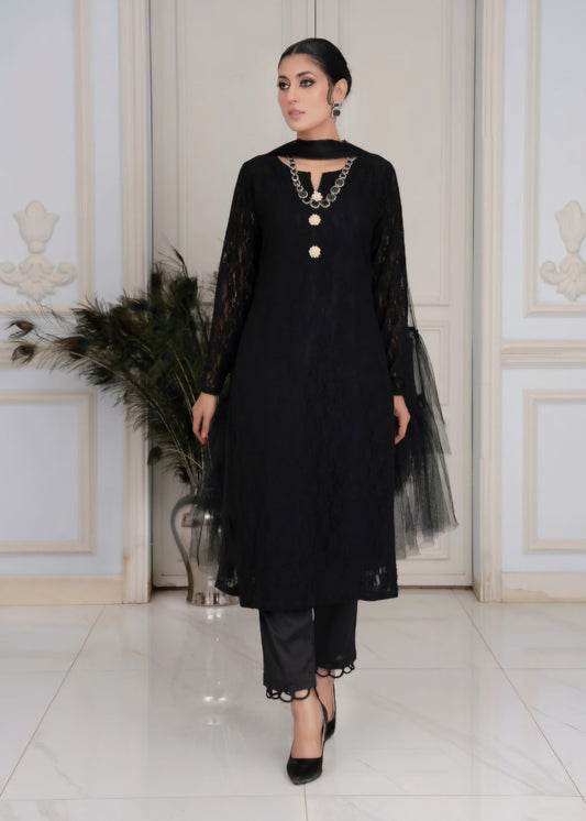 Nayab-Black Lace Dress