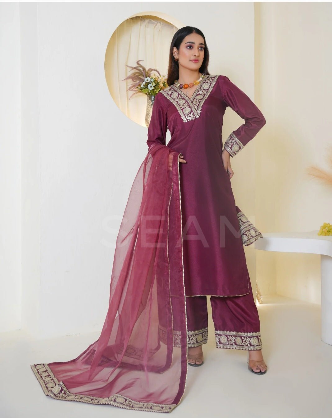 SARISHA- Culotte Suits Maroon
