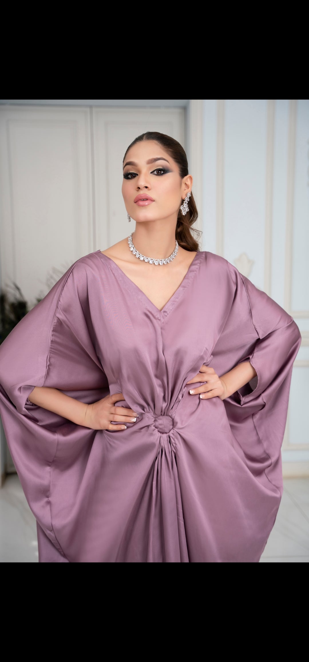 Lilac Butterfly Silk Kaftan