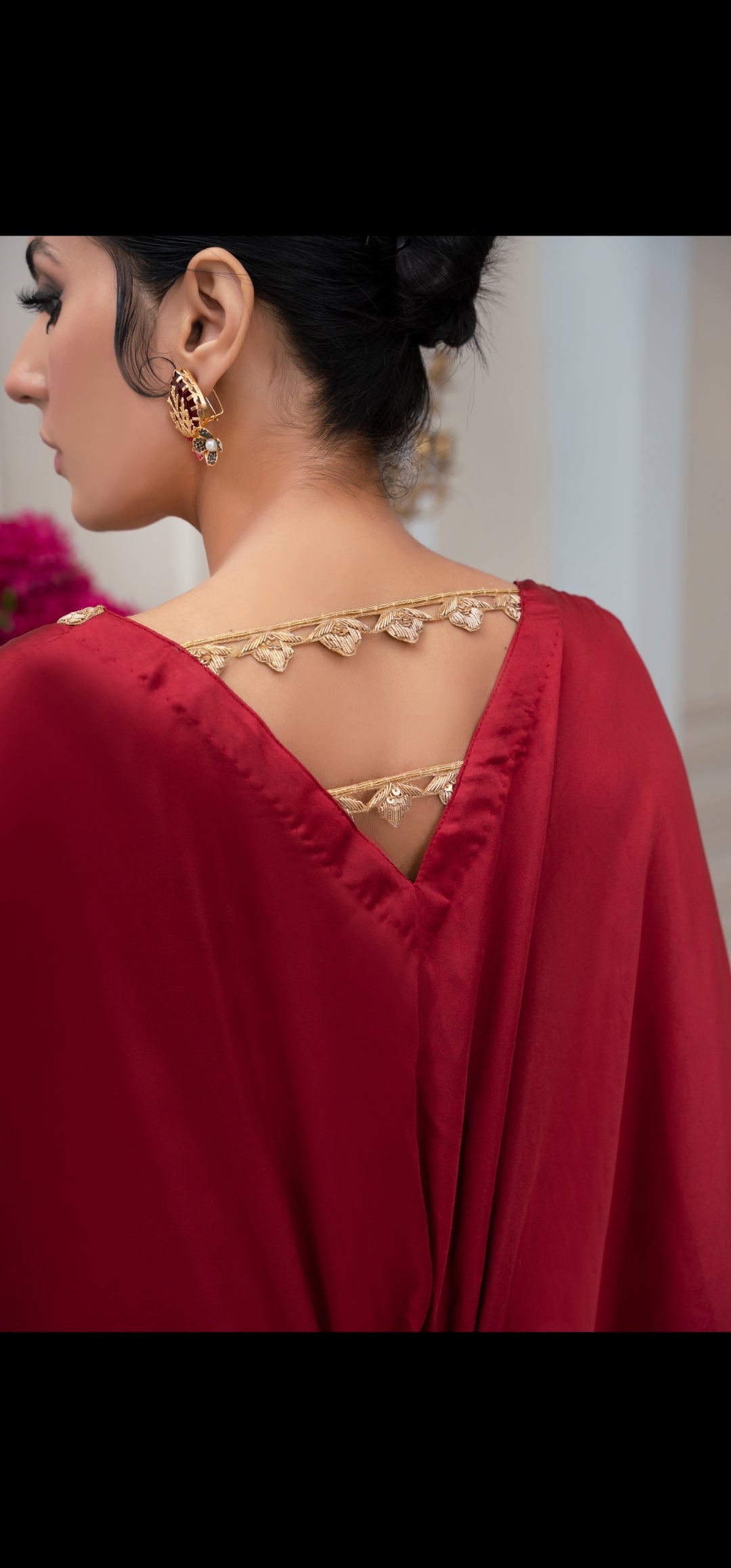 Ruby Red zariwork Silk Kaftan