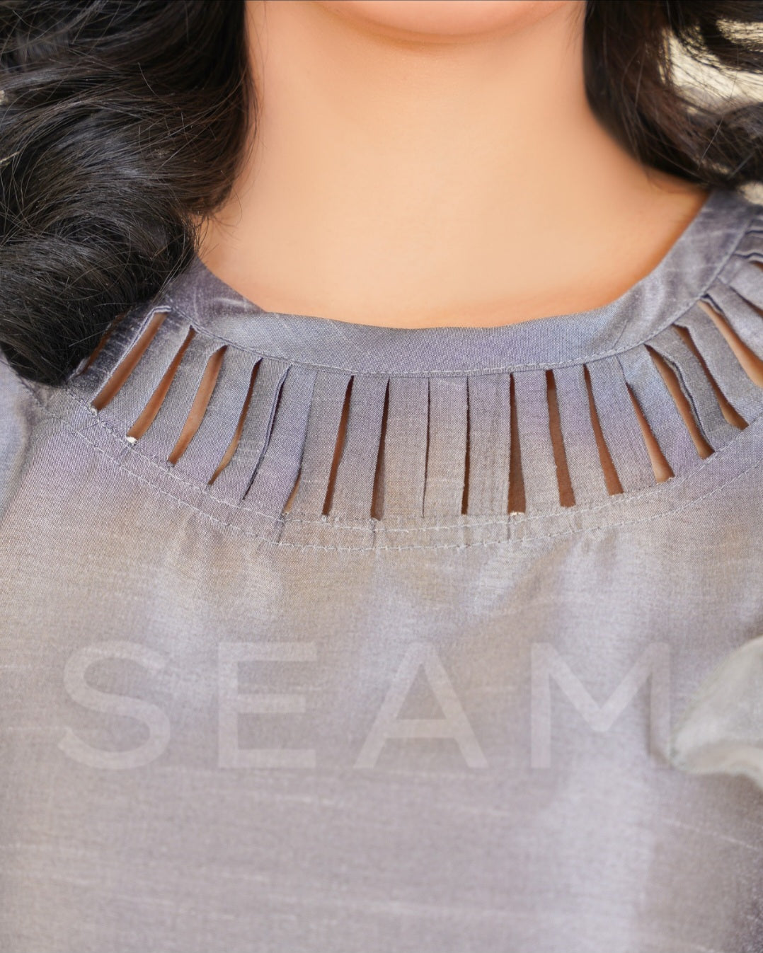LAILA- Grey Raw Silk Dress