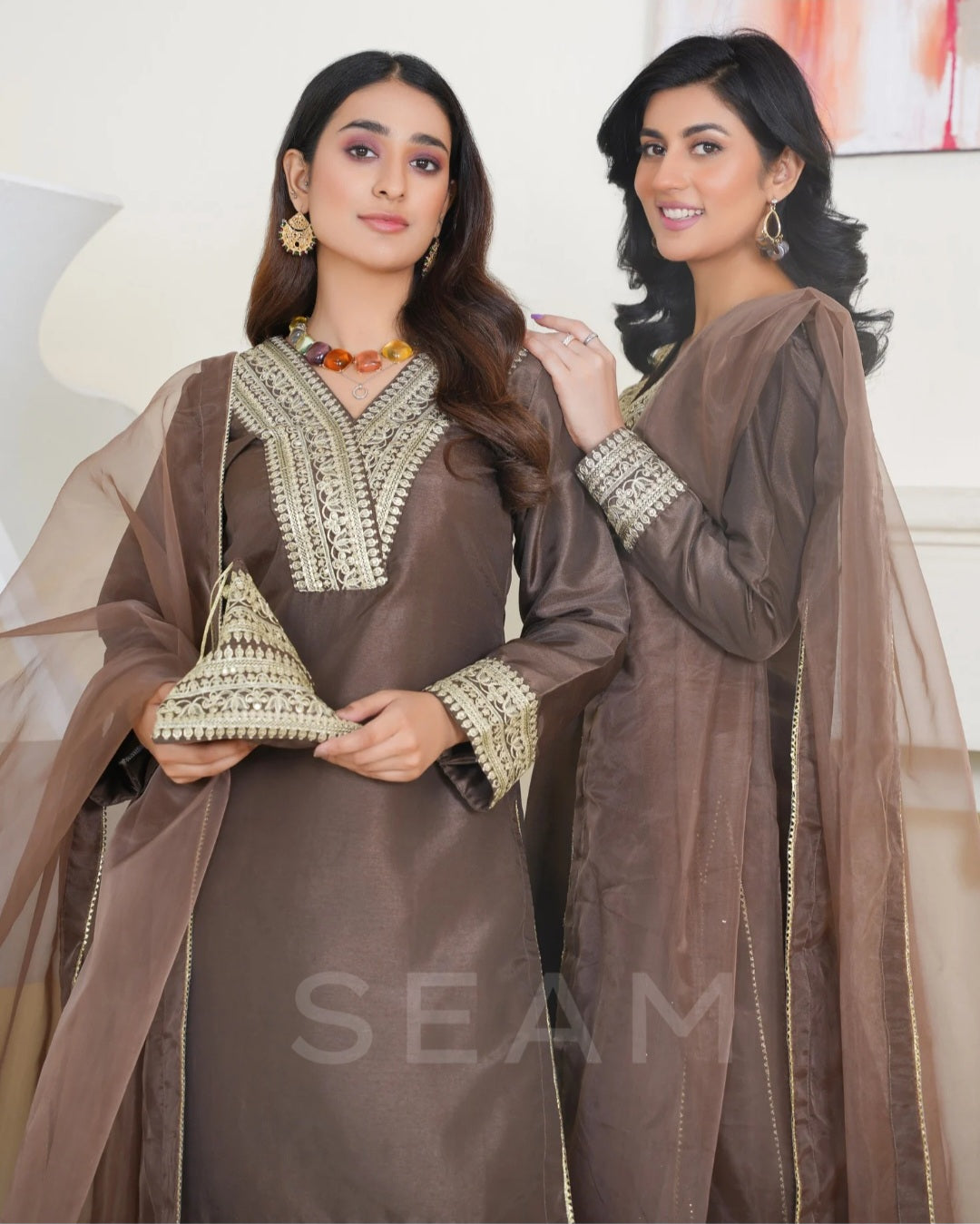 SARISHA- Shalwar Suit Brown