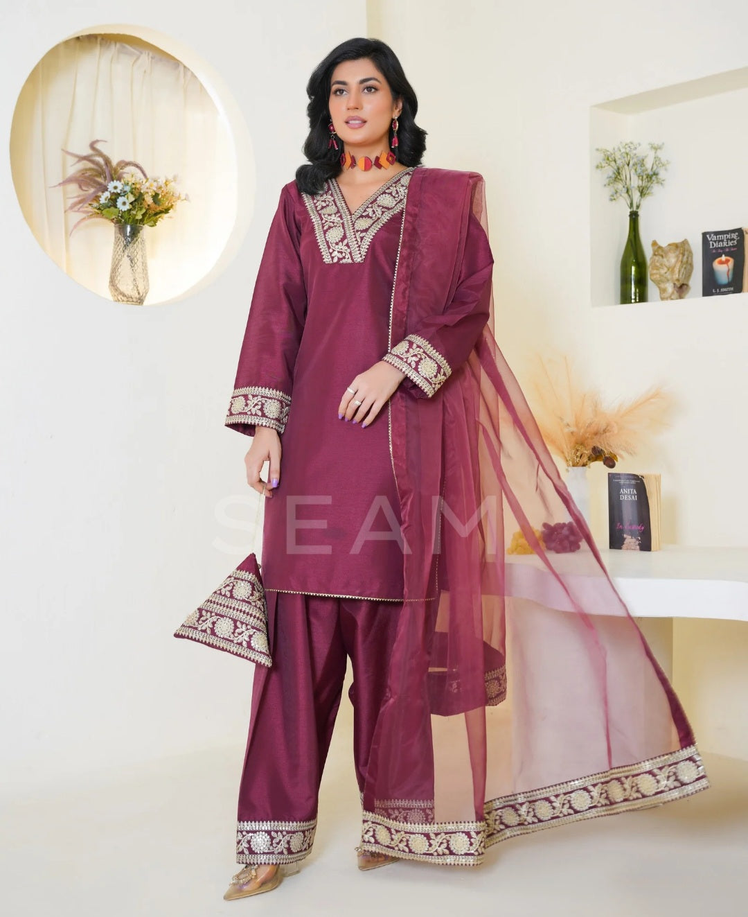 SARISHA- Shalwar Suit Maroon