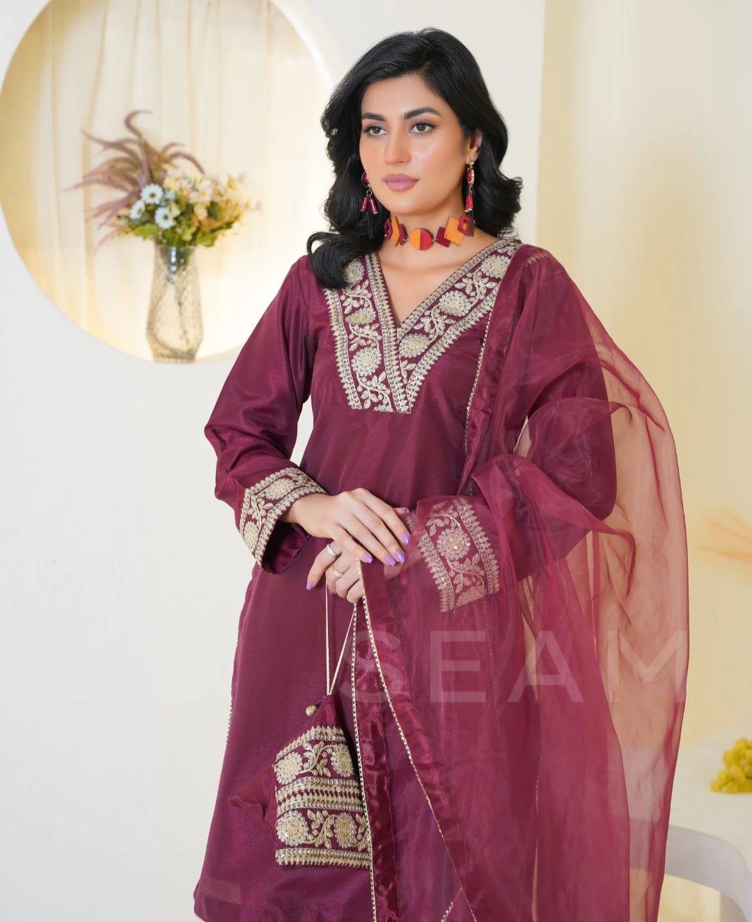 SARISHA- Shalwar Suit Maroon