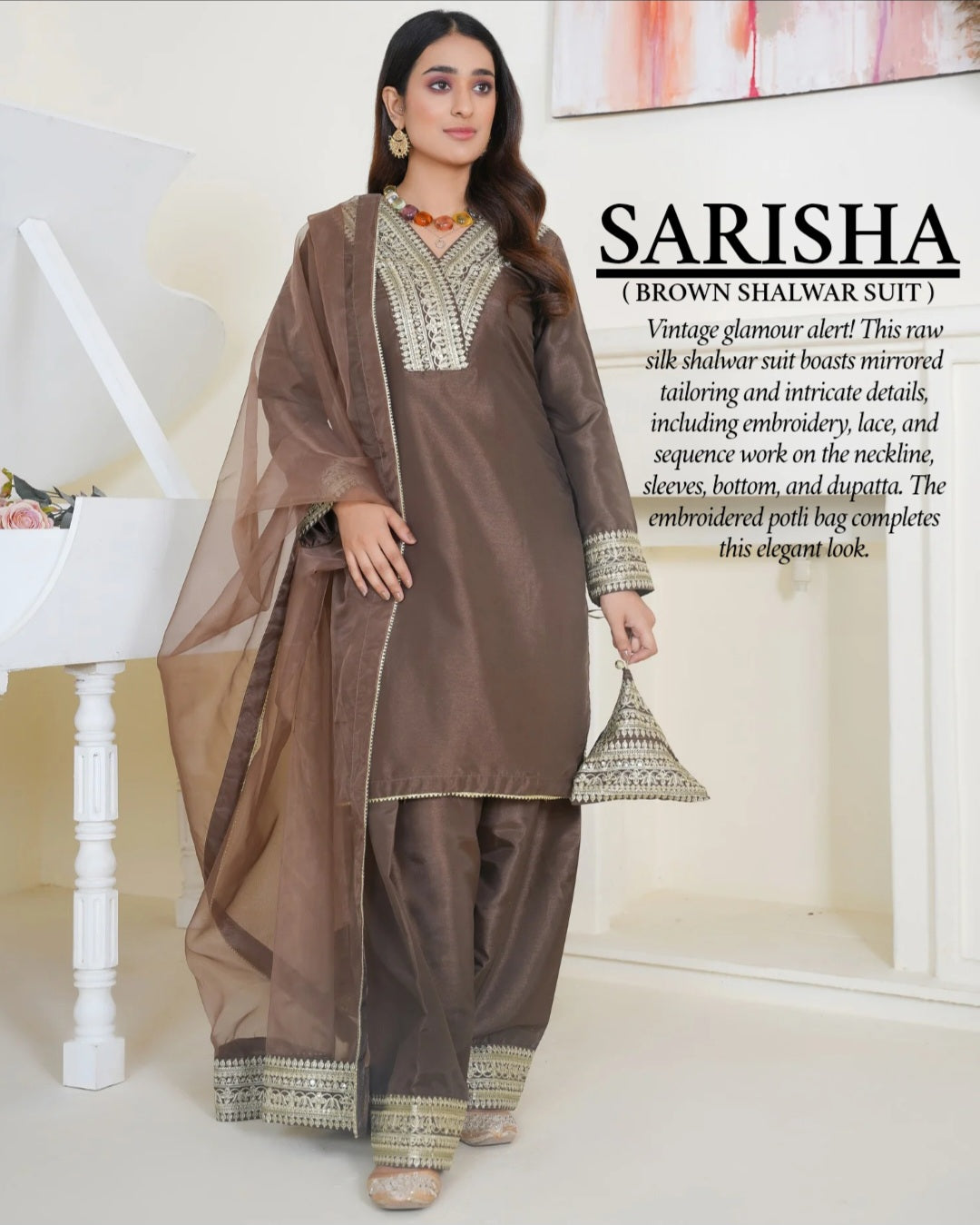 SARISHA- Shalwar Suit Brown