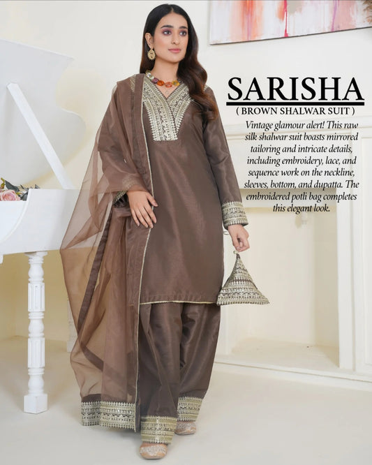 SARISHA- Shalwar Suit Brown