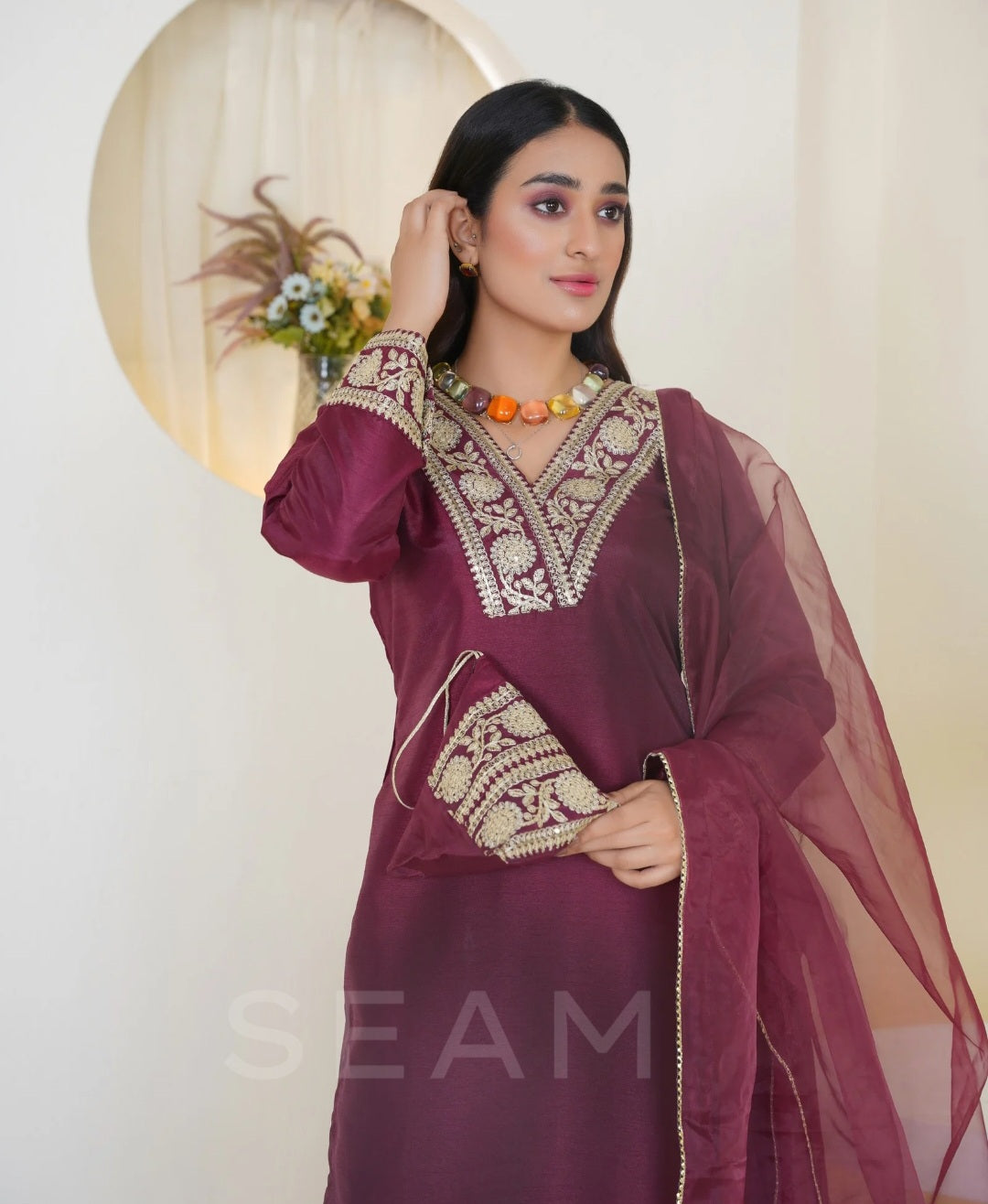 SARISHA- Culotte Suits Maroon
