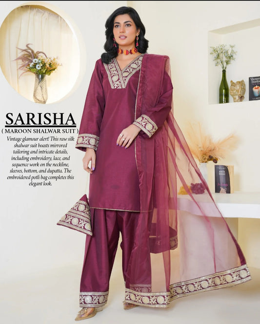 SARISHA- Shalwar Suit Maroon